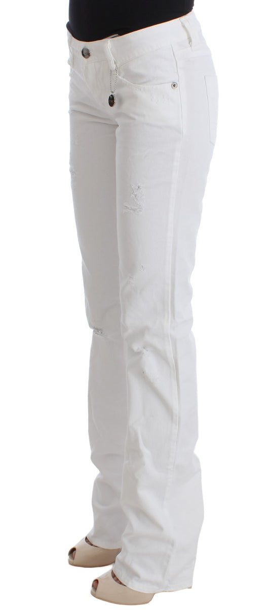 Costume National White Cotton Slim Fit Denim Bootcut Jeans $535.00 Costume National Luzworld