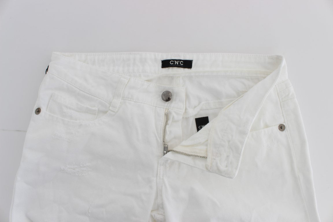 Costume National White Cotton Slim Fit Denim Bootcut Jeans $535.00 Costume National Luzworld