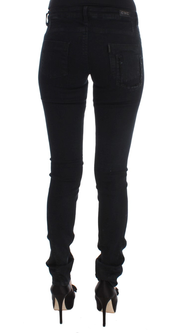 Costume National Black Cotton Slim Fit Denim Jeans $548.00 Costume National Luzworld