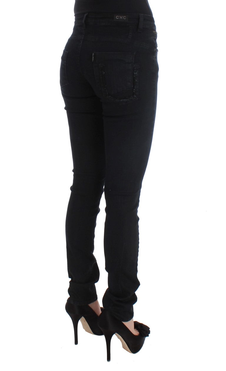 Costume National Black Cotton Slim Fit Denim Jeans $548.00 Costume National Luzworld