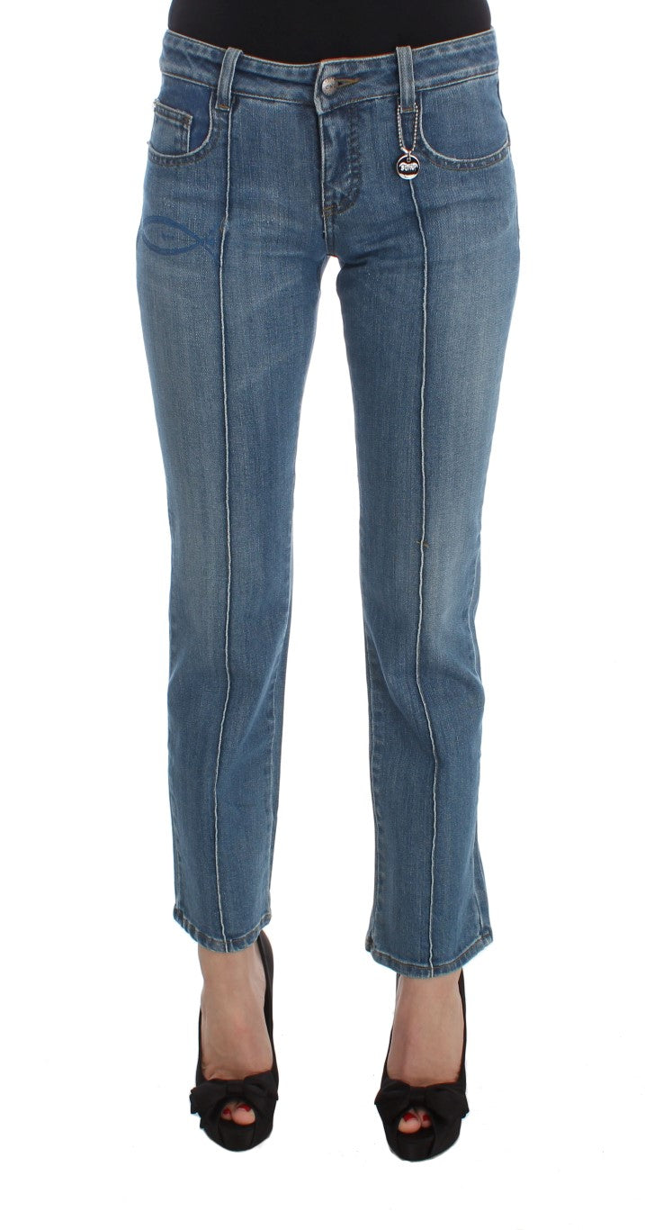 Costume National Blue Cotton Slim Fit Cropped Jeans $548.00 Costume National Luzworld