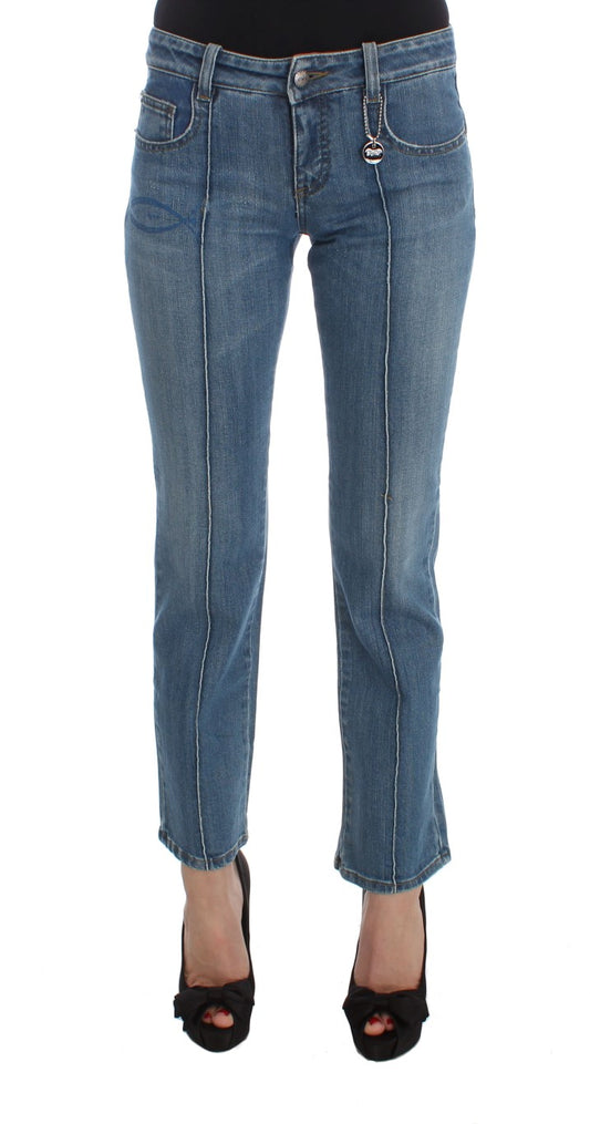 Costume National Blue Cotton Slim Fit Cropped Jeans $548.00 Costume National Luzworld