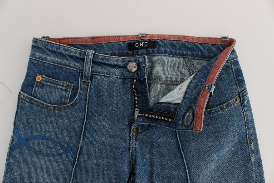 Costume National Blue Cotton Slim Fit Cropped Jeans $548.00 Costume National Luzworld