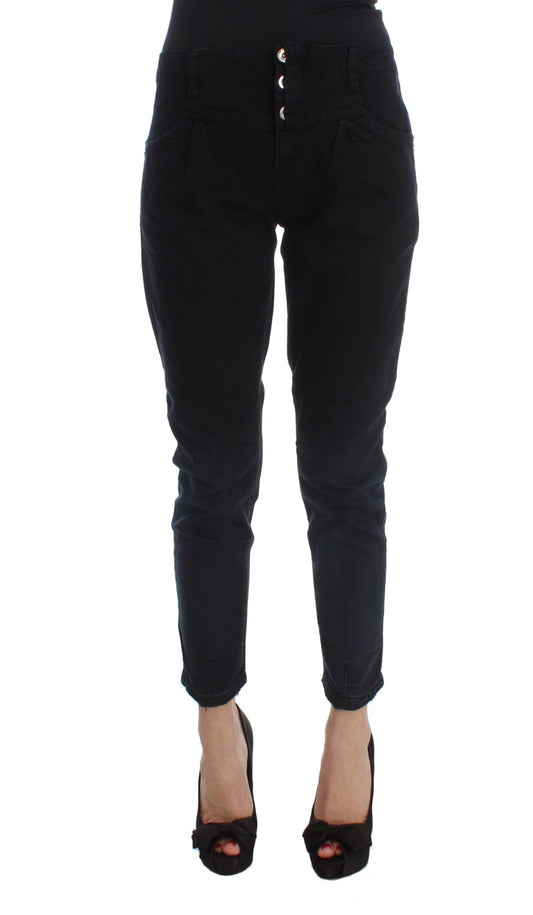 Costume National Black Cotton Slim Fit Cropped Jeans $548.00 Costume National Luzworld