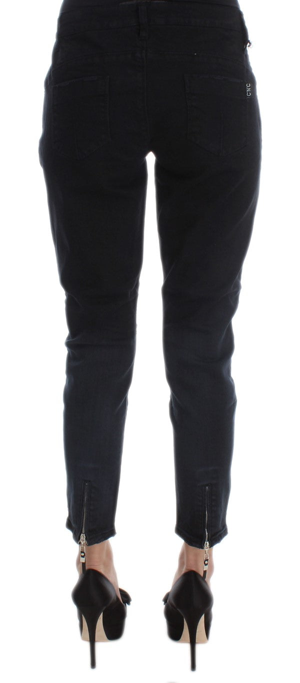 Costume National Black Cotton Slim Fit Cropped Jeans $548.00 Costume National Luzworld