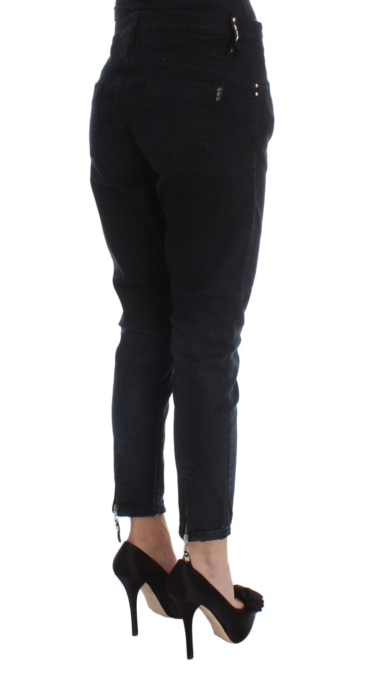 Costume National Black Cotton Slim Fit Cropped Jeans $548.00 Costume National Luzworld