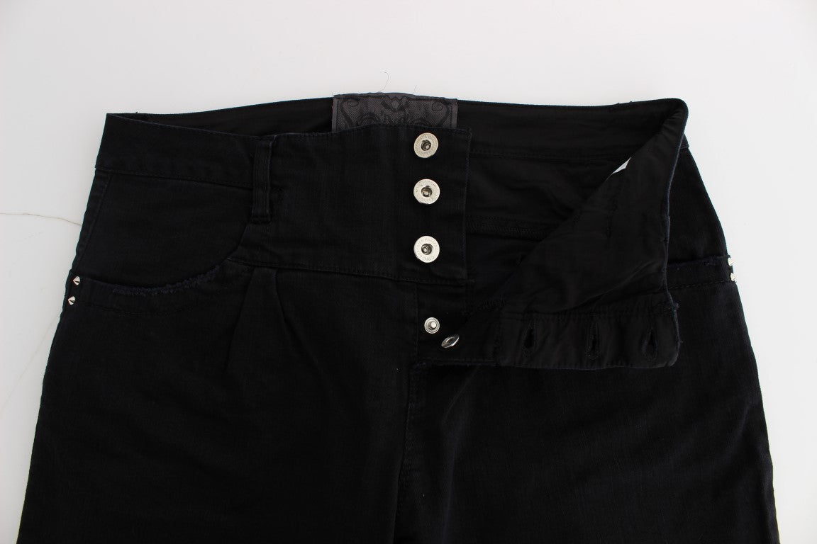 Costume National Black Cotton Slim Fit Cropped Jeans $548.00 Costume National Luzworld