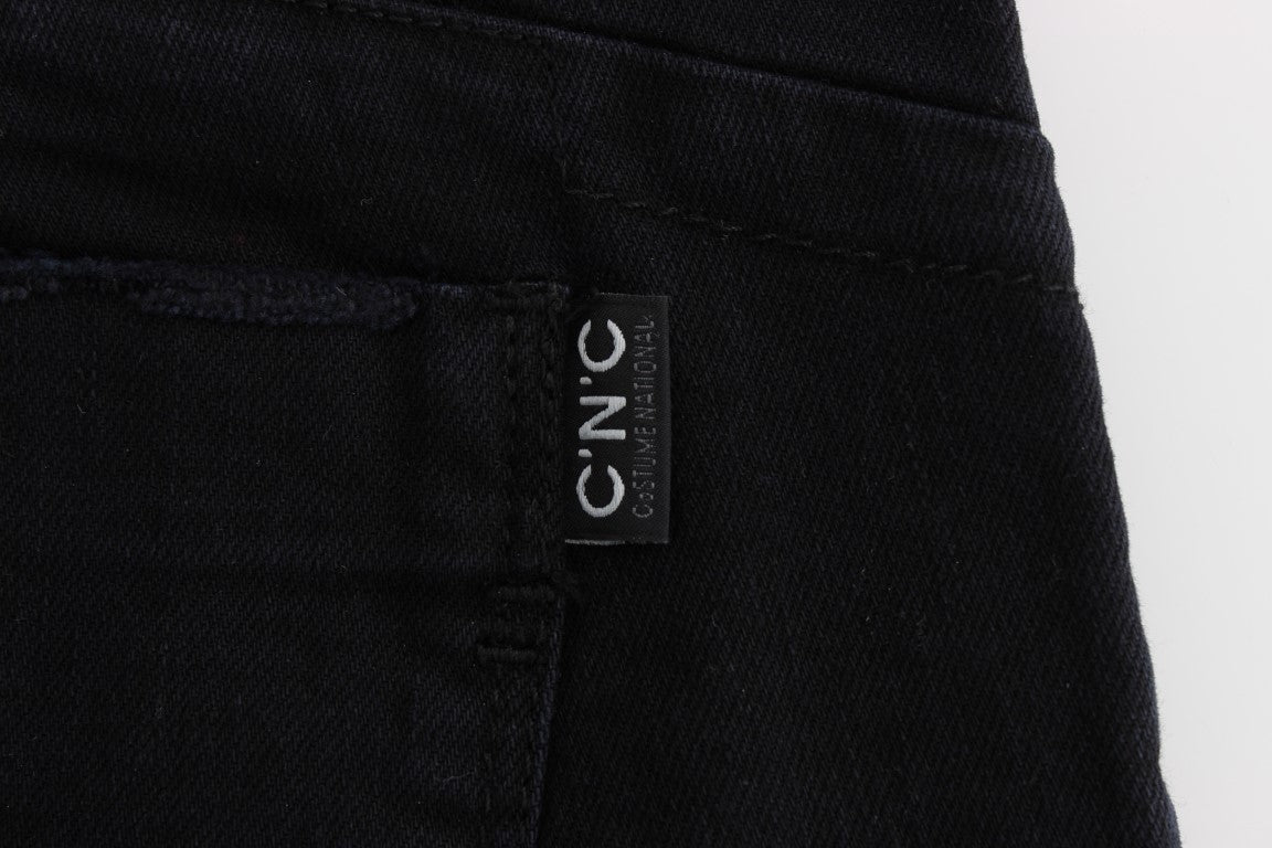Costume National Black Cotton Slim Fit Cropped Jeans $548.00 Costume National Luzworld