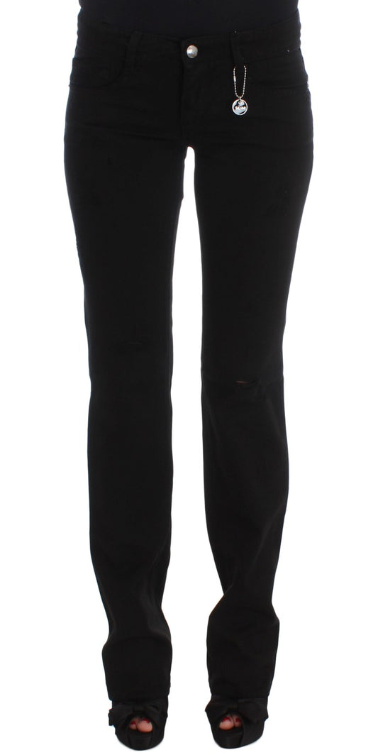Costume National Black Cotton Slim Fit Bootcut Jeans $548.00 Costume National Luzworld