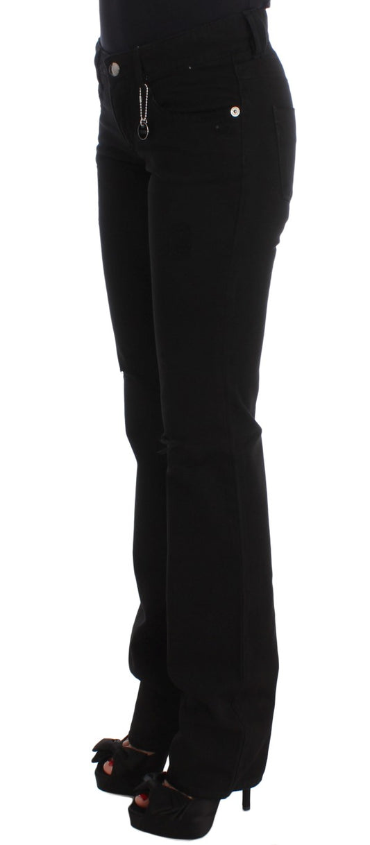 Costume National Black Cotton Slim Fit Bootcut Jeans $548.00 Costume National Luzworld