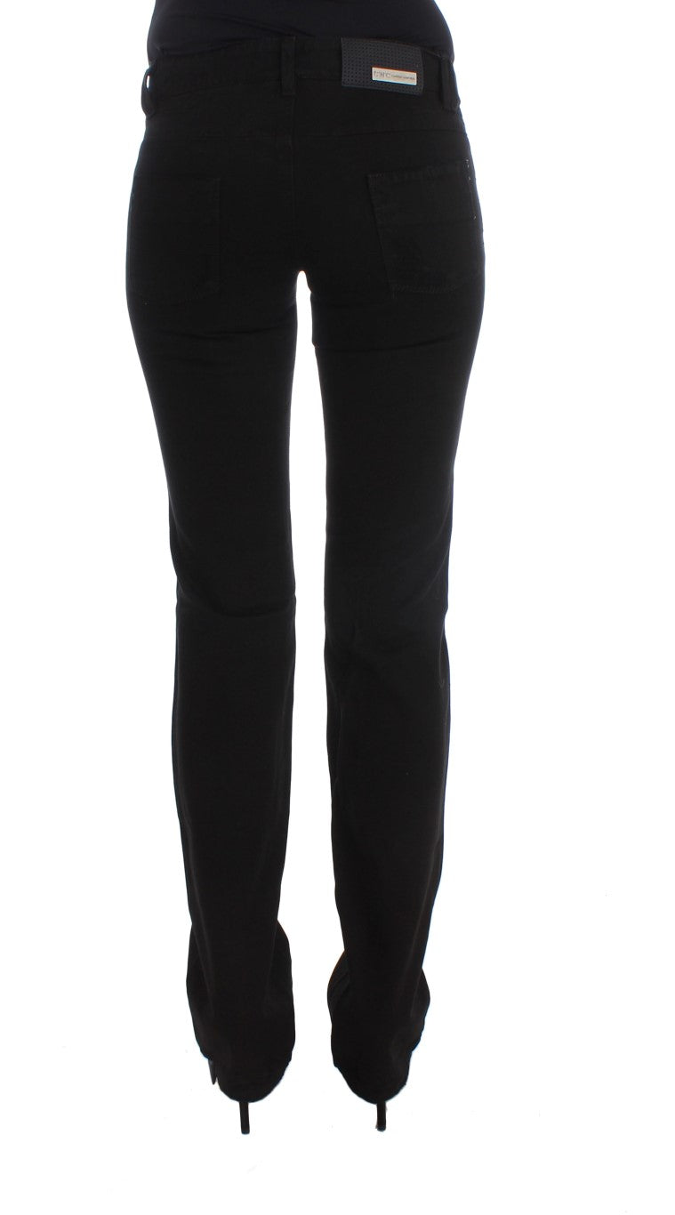 Costume National Black Cotton Slim Fit Bootcut Jeans $548.00 Costume National Luzworld