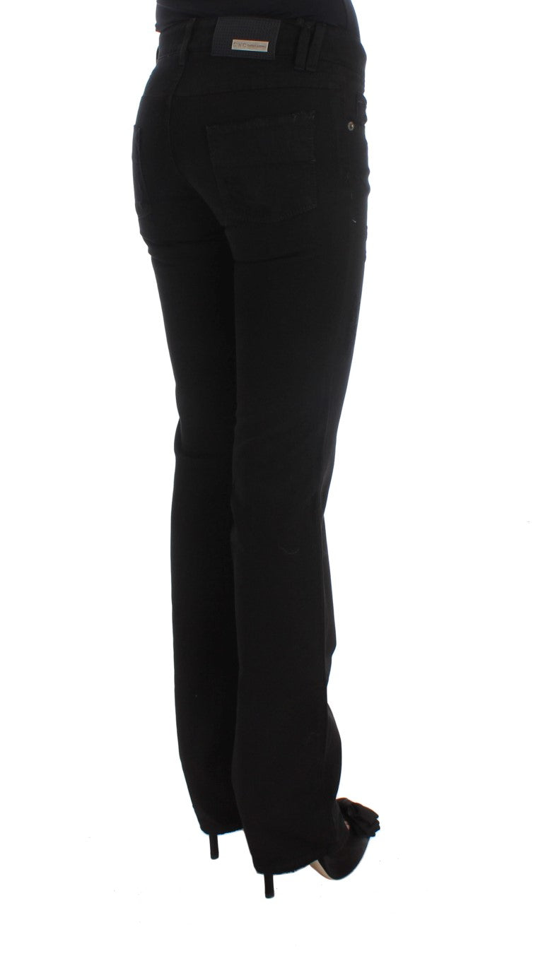Costume National Black Cotton Slim Fit Bootcut Jeans $548.00 Costume National Luzworld