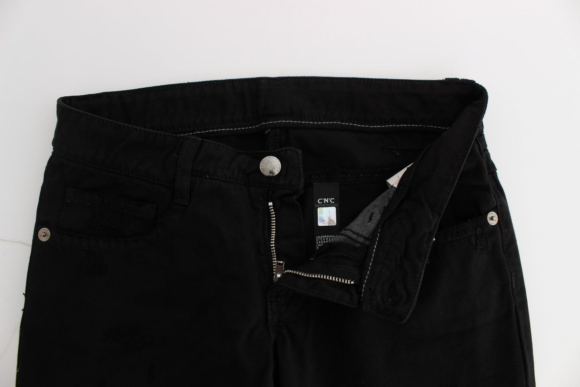 Costume National Black Cotton Slim Fit Bootcut Jeans $548.00 Costume National Luzworld