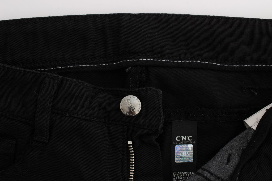 Costume National Black Cotton Slim Fit Bootcut Jeans $548.00 Costume National Luzworld