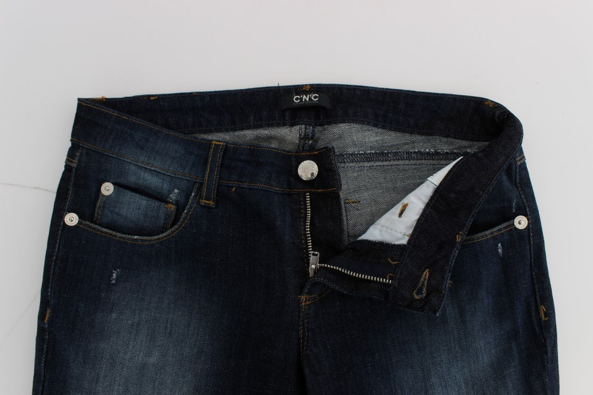 Costume National Blue Cotton Slim Fit Bootcut Jeans $548.00 Costume National Luzworld