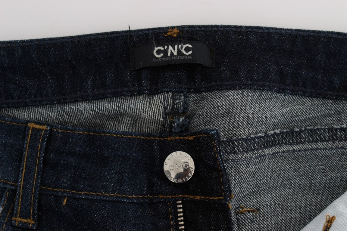 Costume National Blue Cotton Slim Fit Bootcut Jeans $548.00 Costume National Luzworld