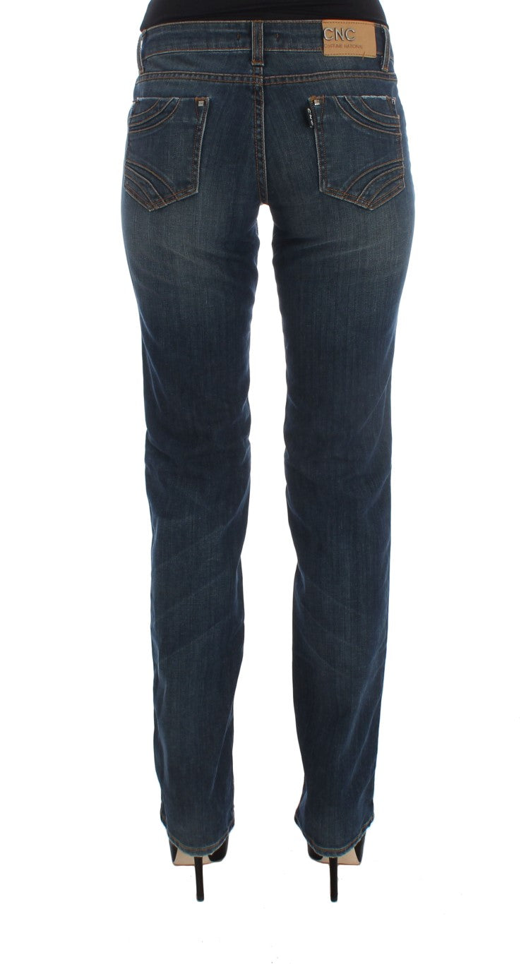 Costume National Blue Cotton Blend Bootcut Jeans $548.00 Costume National Luzworld