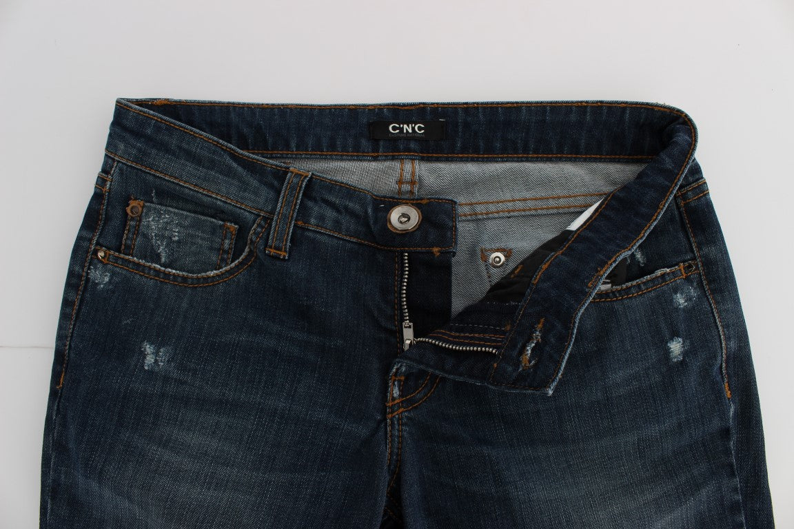 Costume National Blue Cotton Blend Bootcut Jeans $548.00 Costume National Luzworld