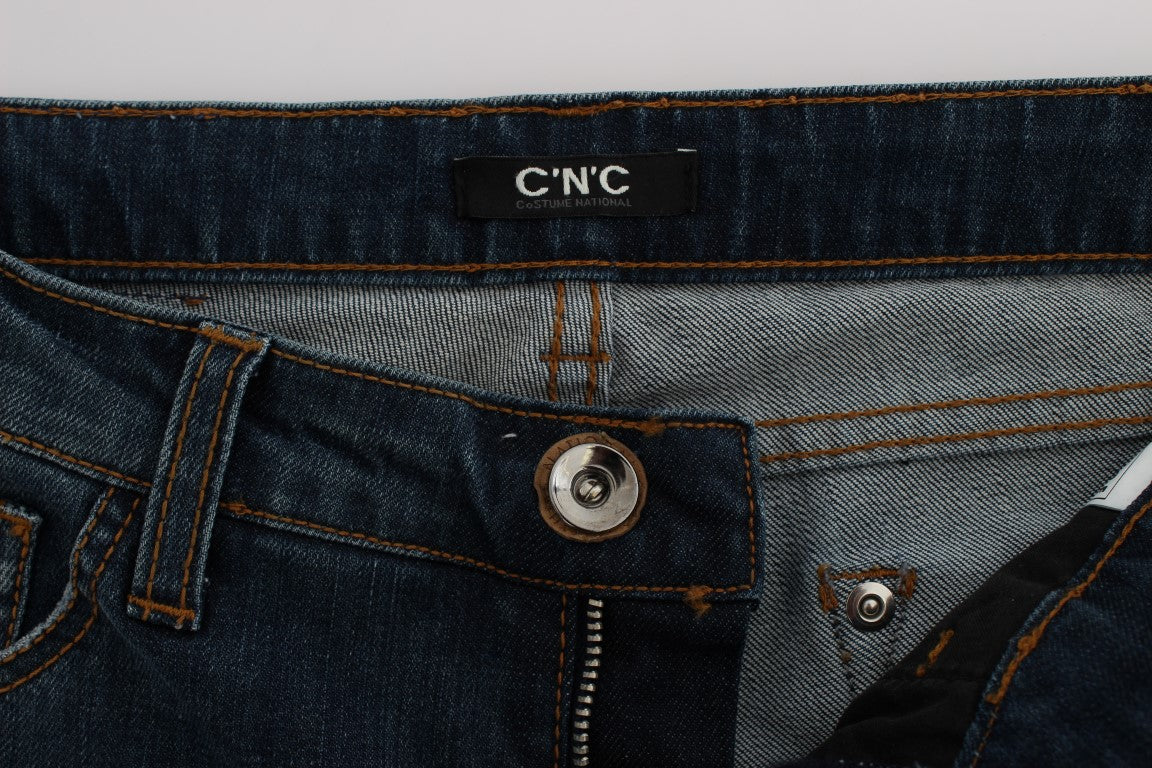 Costume National Blue Cotton Blend Bootcut Jeans $548.00 Costume National Luzworld