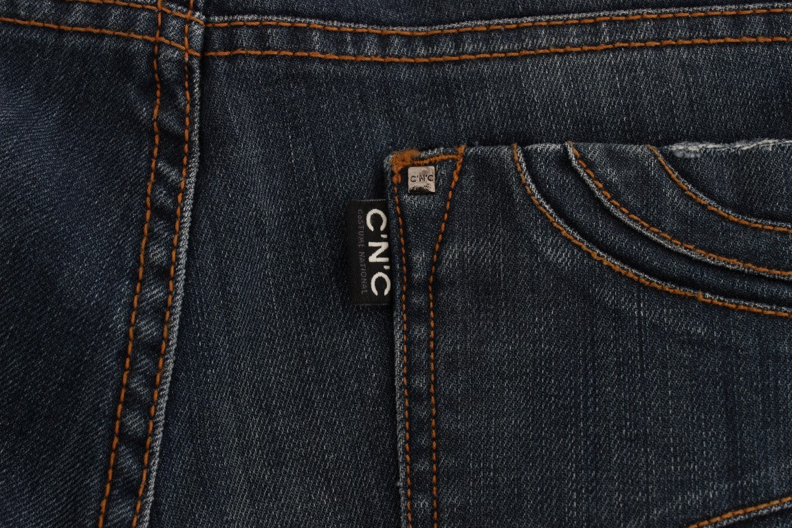 Costume National Blue Cotton Blend Bootcut Jeans $548.00 Costume National Luzworld