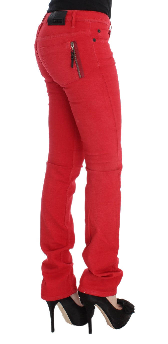 Costume National Red Cotton Blend Super Slim Fit Jeans $548.00 Costume National Luzworld