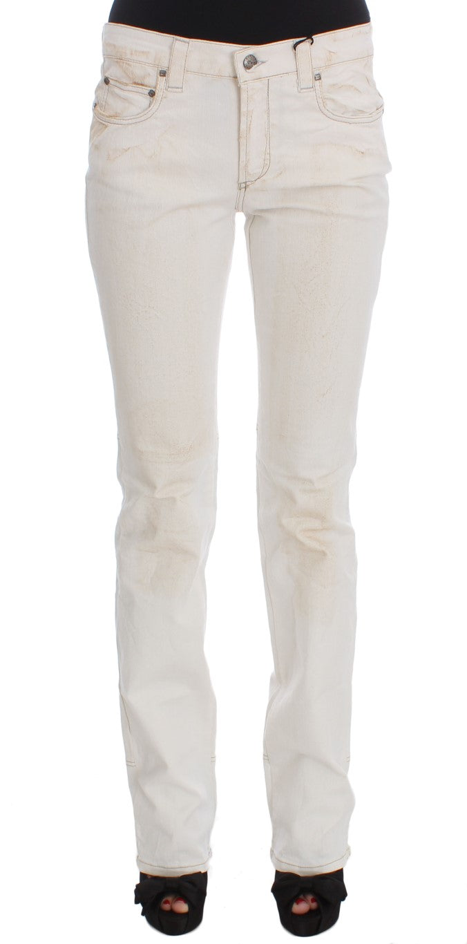 Costume National White Cotton Slim Fit Bootcut Jeans $548.00 Costume National Luzworld