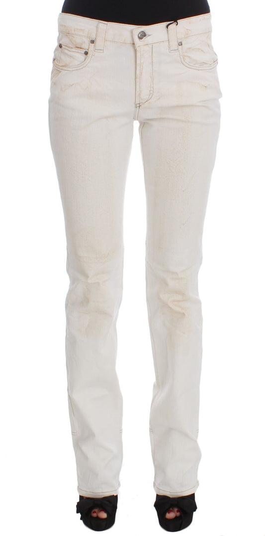 Costume National White Cotton Slim Fit Bootcut Jeans $548.00 Costume National Luzworld