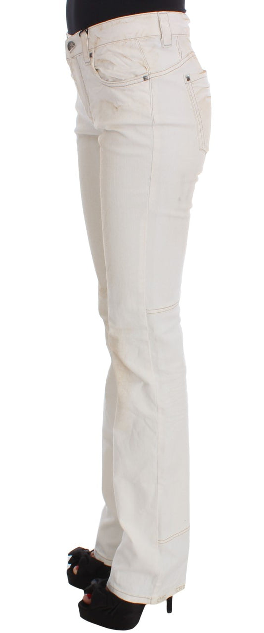 Costume National White Cotton Slim Fit Bootcut Jeans $548.00 Costume National Luzworld