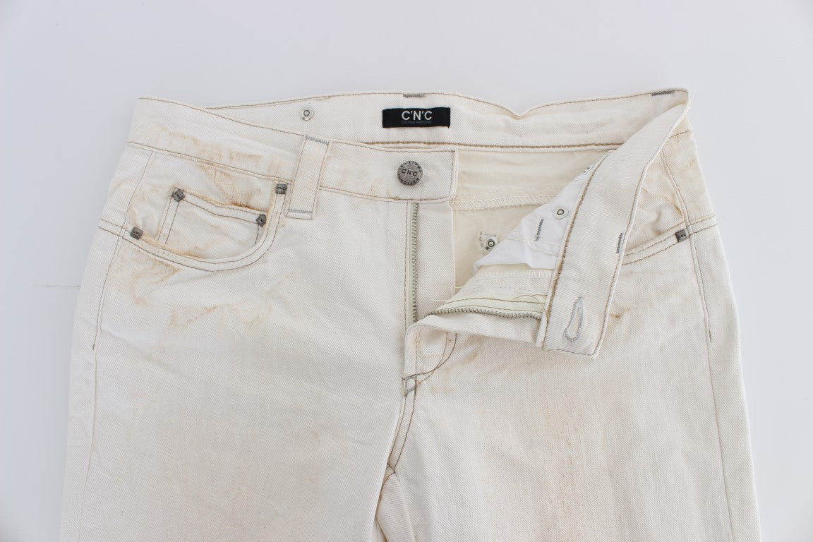 Costume National White Cotton Slim Fit Bootcut Jeans $548.00 Costume National Luzworld