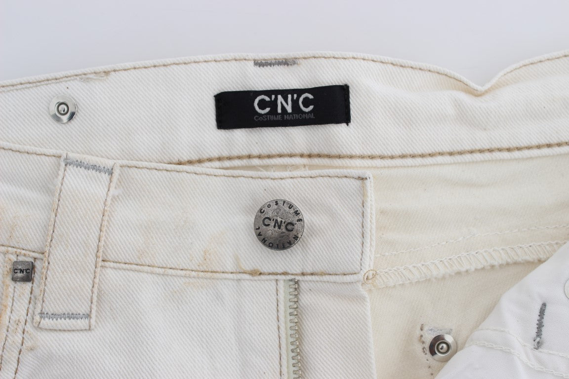 Costume National White Cotton Slim Fit Bootcut Jeans $548.00 Costume National Luzworld