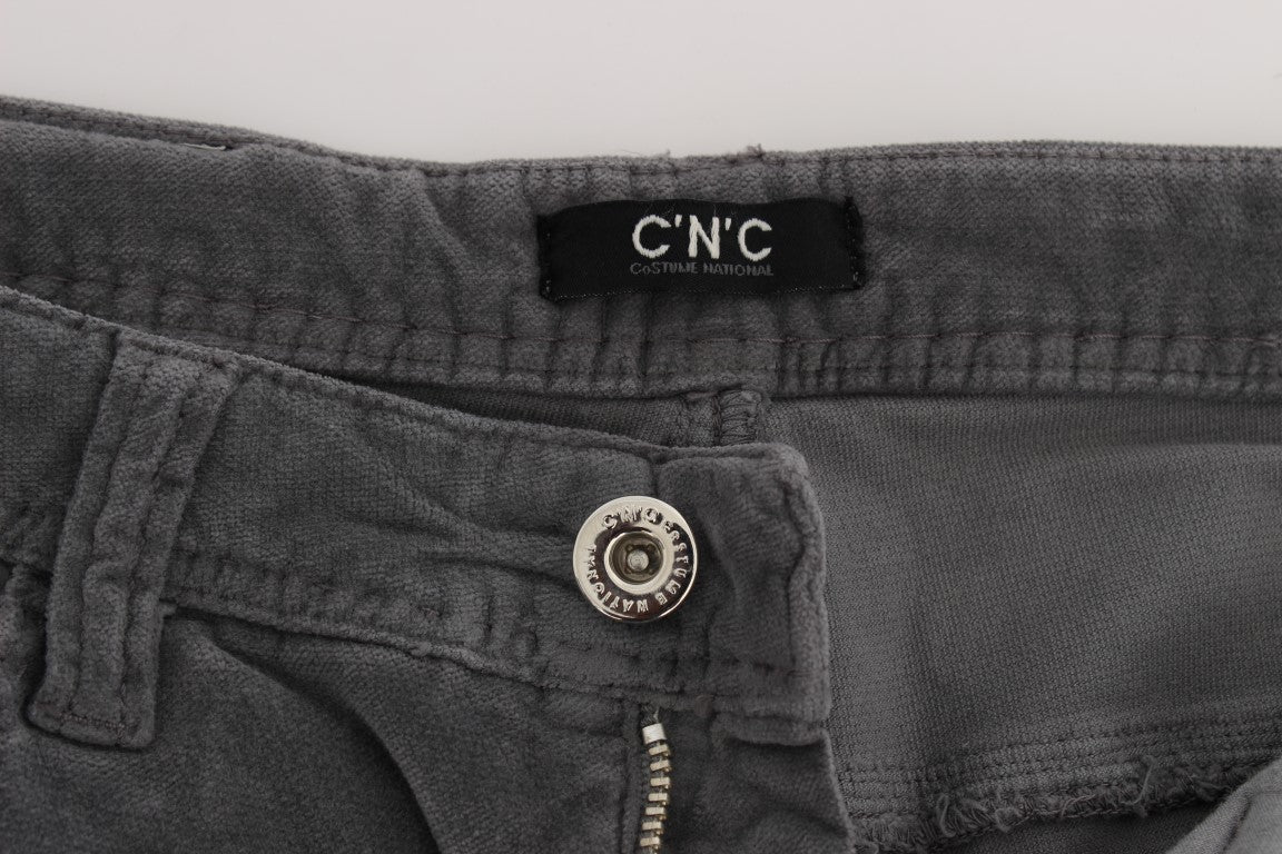 Costume National Gray Cotton Super Slim Corduroys Jeans $548.00 Costume National Luzworld