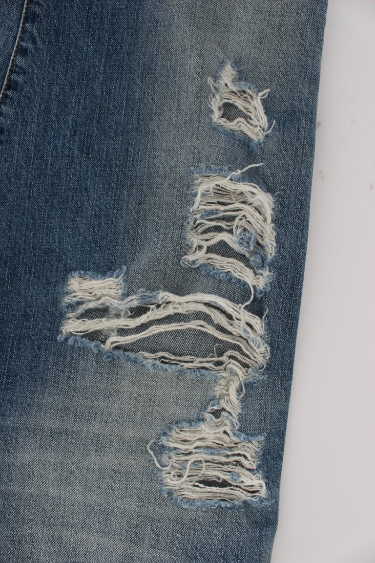 John Galliano Blue Wash Cotton Boyfriend Fit Cropped Jeans $713.00 John Galliano Luzworld