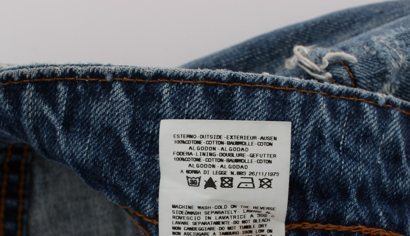 John Galliano Blue Wash Cotton Boyfriend Fit Cropped Jeans $713.00 John Galliano Luzworld