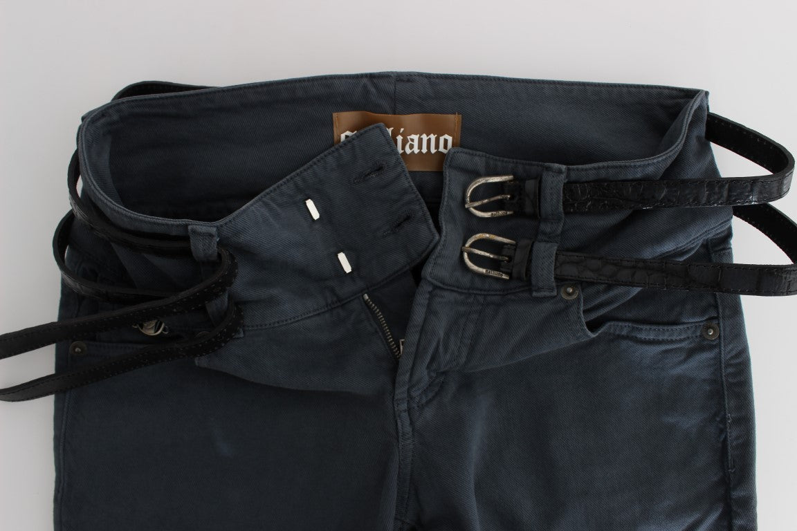 John Galliano Blue Cotton Blend Slim Fit High Waist Jeans $713.00 John Galliano Luzworld