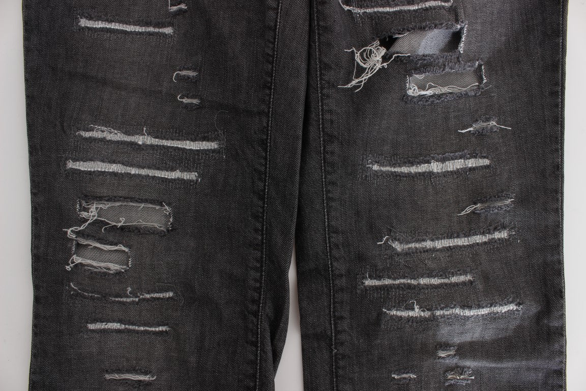 John Galliano Gray Wash Cotton Torn Straight Fit Jeans $713.00 John Galliano Luzworld