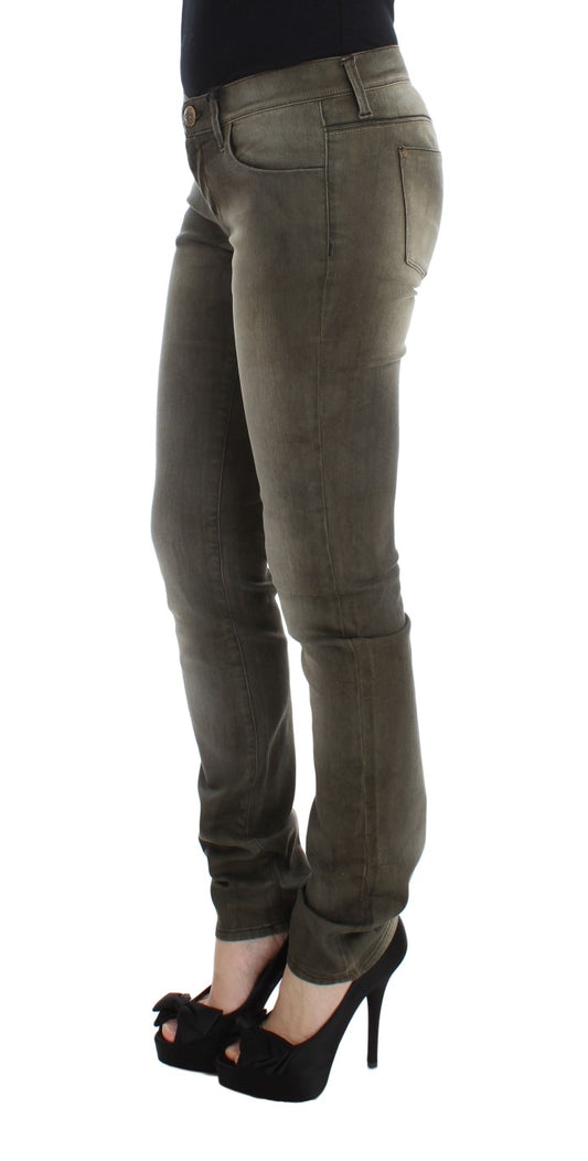 Ermanno Scervino Gray Wash Cotton Blend Slim Fit Jeans $800.00 Ermanno Scervino Luzworld