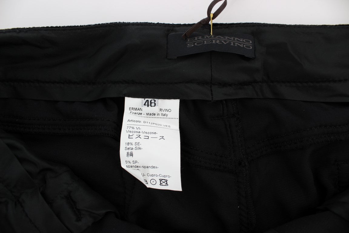 Ermanno Scervino Black Viscose Blend Velvet Slim Fit Pants $821.00 Ermanno Scervino Luzworld