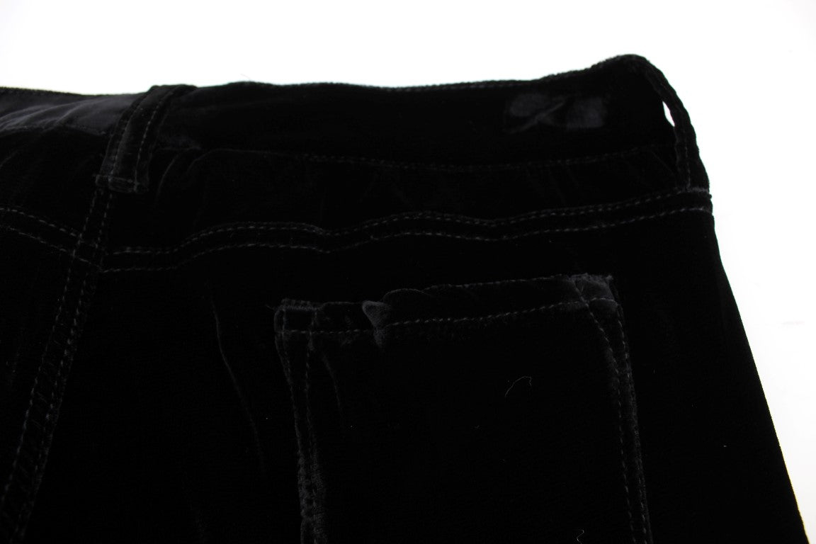 Ermanno Scervino Black Viscose Blend Velvet Slim Fit Pants $821.00 Ermanno Scervino Luzworld