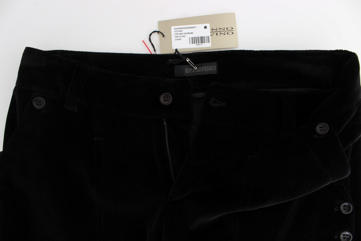 Ermanno Scervino Black Velvet Cotton Straight Legs Pants $811.00 Ermanno Scervino Luzworld