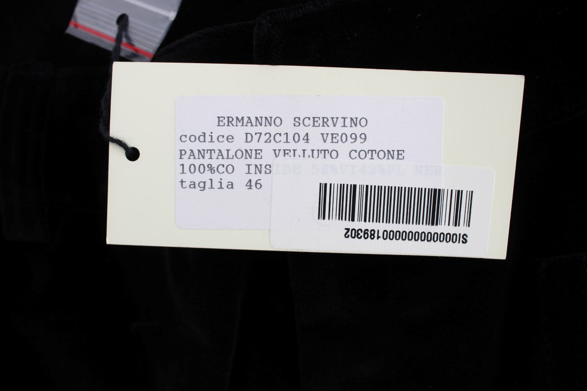 Ermanno Scervino Black Velvet Cotton Straight Legs Pants $811.00 Ermanno Scervino Luzworld