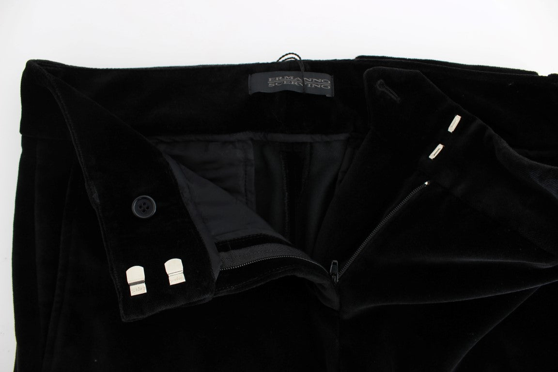 Ermanno Scervino Black Velvet Cotton Straight Legs Pants $811.00 Ermanno Scervino Luzworld