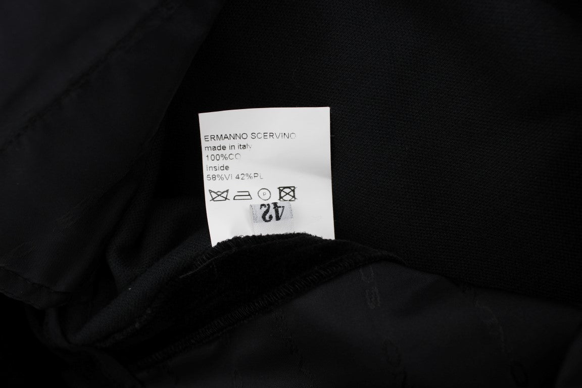 Ermanno Scervino Black Velvet Cotton Straight Legs Pants $811.00 Ermanno Scervino Luzworld