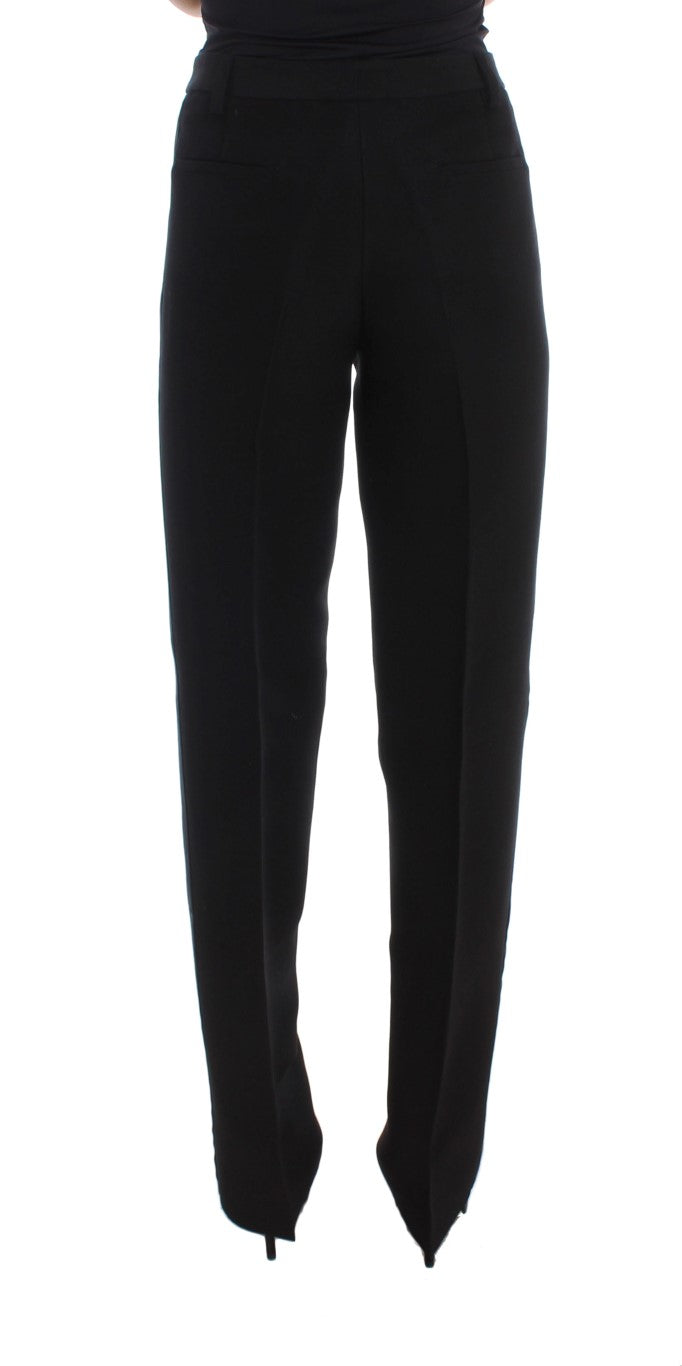 Ermanno Scervino Black Striped Cotton Blend Wide Legs Pants $863.00 Ermanno Scervino Luzworld