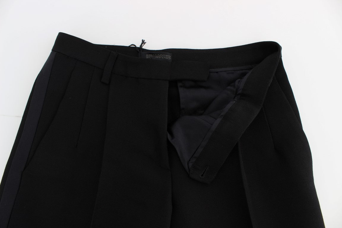 Ermanno Scervino Black Striped Cotton Blend Wide Legs Pants $863.00 Ermanno Scervino Luzworld