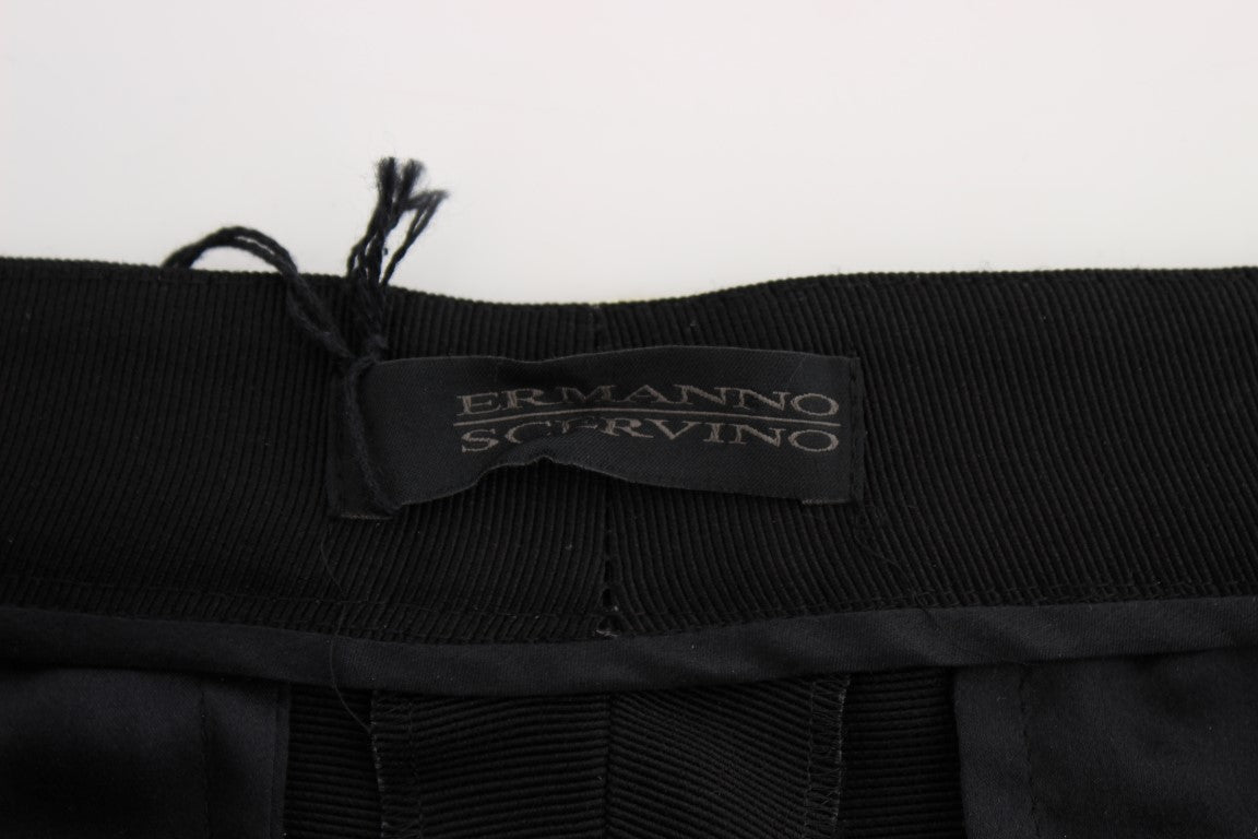 Ermanno Scervino Black Striped Cotton Blend Wide Legs Pants $863.00 Ermanno Scervino Luzworld