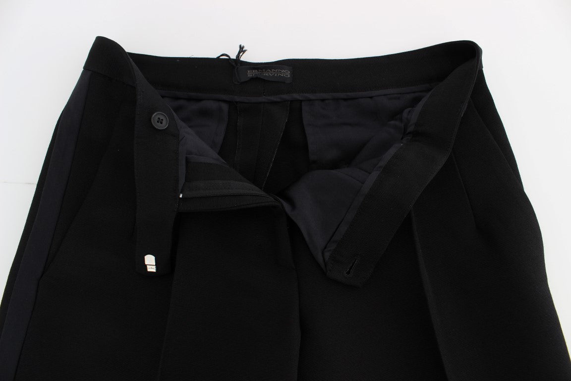 Ermanno Scervino Black Striped Cotton Blend Wide Legs Pants $863.00 Ermanno Scervino Luzworld