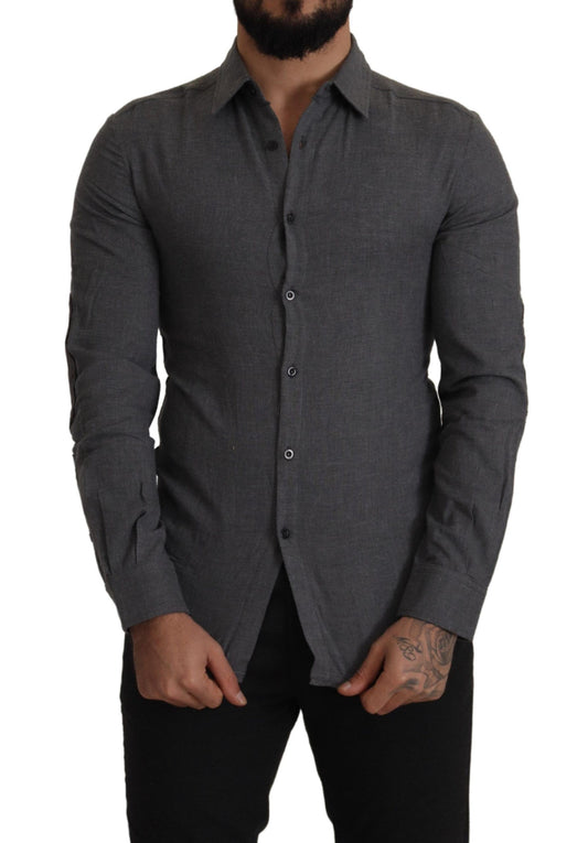 Costume National Dark Gray Cotton Casual Mens Shirt $674.00 Costume National Luzworld
