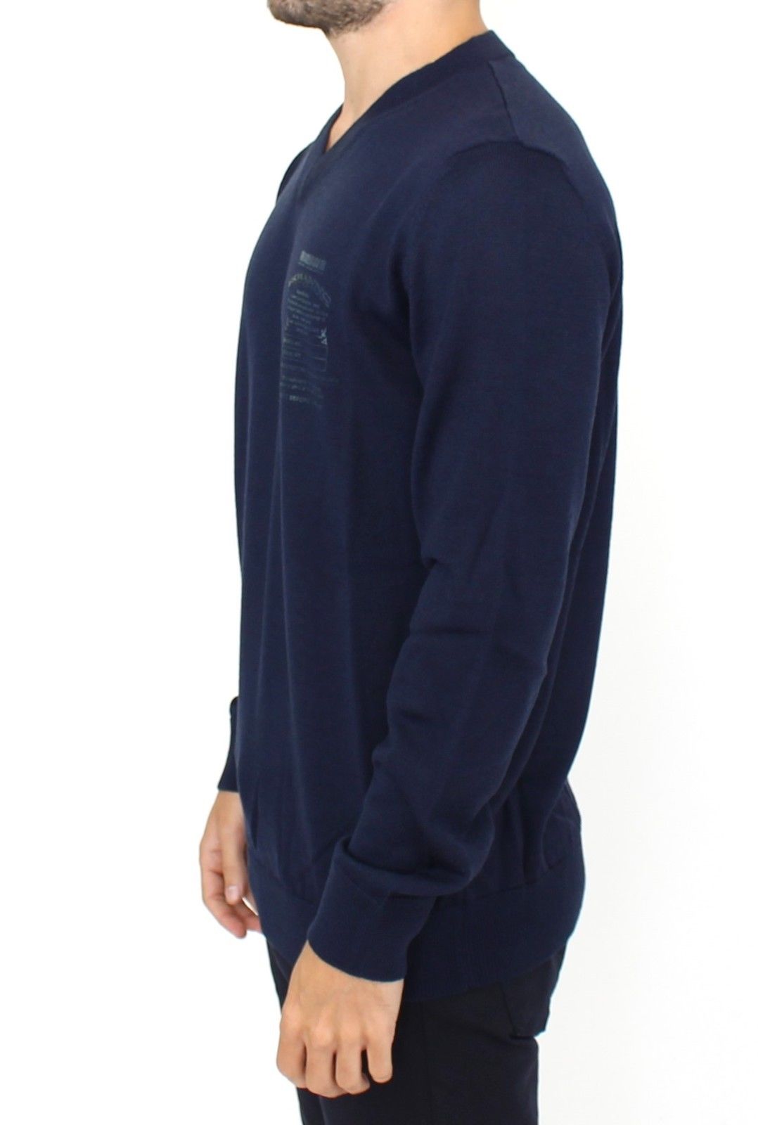 Ermanno Scervino Blue Wool Blend V-neck Pullover Sweater $765.00 Ermanno Scervino Luzworld