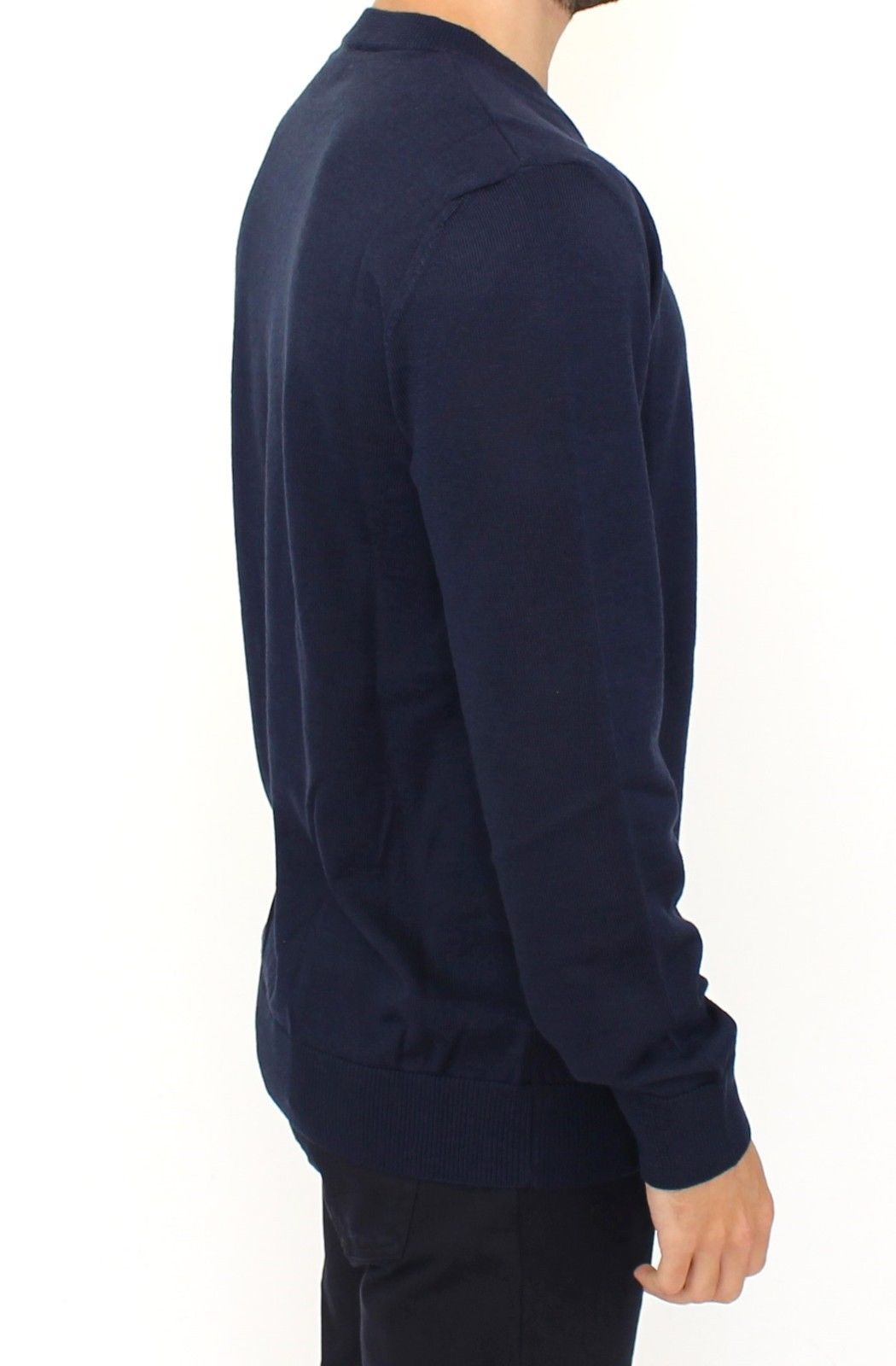 Ermanno Scervino Blue Wool Blend V-neck Pullover Sweater $765.00 Ermanno Scervino Luzworld
