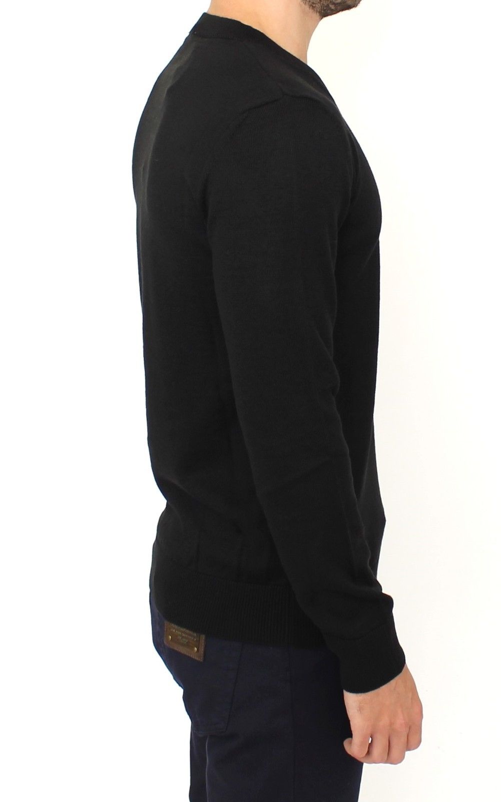 Ermanno Scervino Black Wool Blend V-neck Pullover Sweater $765.00 Ermanno Scervino Luzworld